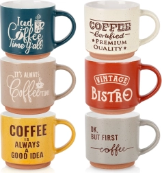 Ensemble de tasses en céramique 230 ml, 6 pièces