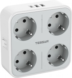 Adaptateur de prise Tessan avec ports USB-C et USB-A