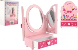 Miroir de toilette pour enfants avec boîte à bijoux Princess, en bois, rose