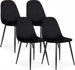 Set de 4 chaises de salle à manger en velours ModernHome, noires