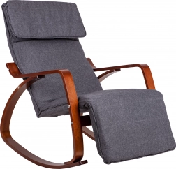 Fauteuil à bascule avec repose-pieds réglable et accoudoirs en bois ModernHome