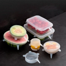 Couvercles en silicone pour aliments (universels) 6 pièces - bleu