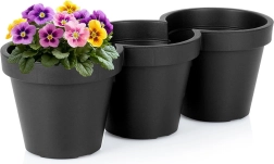 Jardinière triple en plastique noire 39,5 cm
