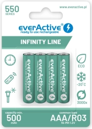 Piles rechargeables AAA R03 550 mAh – prêtes à l’emploi Infinity Line (4 pcs)