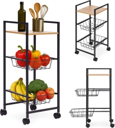 Étagère mobile avec 2 paniers et tablette sur roulettes de ModernHome