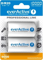 Piles rechargeables everActive R20/D Ni-MH 10000 mAh (2 pcs) prêtes à l’emploi