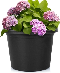 Pot de fleurs en plastique de jardin noir rond 34 cm