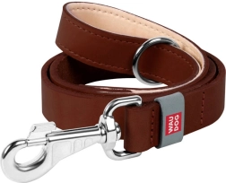 Laisse en cuir pour chien WAUDOG 14 mm, 122 cm, marron