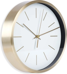 Horloge murale avec cadre doré de 25 cm – Blanc avec doré