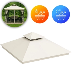 Toit de rechange pour pavillon de jardin 3x3 m imperméable avec ouverture de ventilation Beige MultiGarden