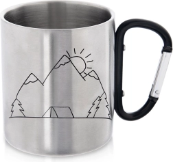 Tasse de randonnée en acier avec mousqueton 350 ml