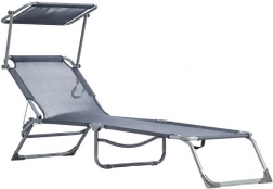 Chaise longue de jardin réglable avec pare-soleil, gris MultiGarden