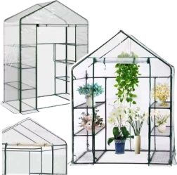 Mini serre de jardin avec film PVC et 4 étagères