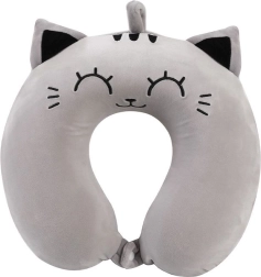 Coussin de cou chat gris