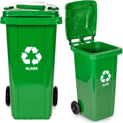Conteneur vert pour verre 120 l avec roues en caoutchouc