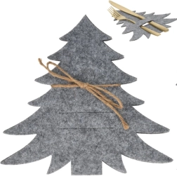Étuis de couverts en feutre en forme de sapin, gris, lot de 4 pièces