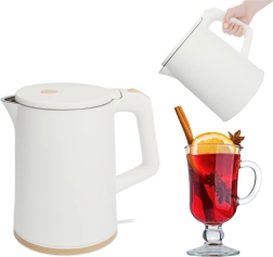 Bouilloire électrique de voyage sans fil 1,2 l avec base pivotante, blanche