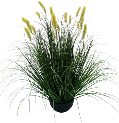 Herbe ornementale artificielle Pennisetum en pot jaune 70 cm