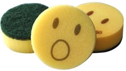 Eponges rondes pour vaisselle Smiley, 6 pcs