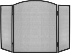 Pare-étincelles de cheminée pliable 3 panneaux, noir, 118 × 76 cm