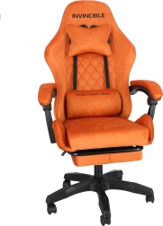 Fauteuil de jeu et de bureau Invincible en velours brun avec repose-pieds