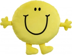 Coussin en peluche MR. HAPPY – grand coussin jaune souriant