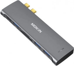 Hub USB-C 6 en 2 pour MacBook MOKIN (argent)