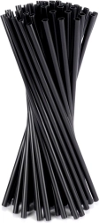 Pailles noires pour boissons 22 cm, 50 pcs