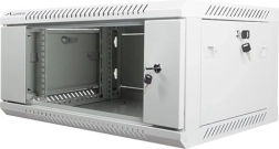 Armoire murale 19" 4U 600×450 mm avec porte vitrée – Gris