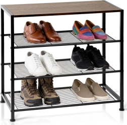 Étagère à chaussures en métal Vilde, noire, 4 niveaux 60 × 30 × 57 cm