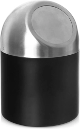 Poubelle de salle de bain en acier inoxydable noire 1,2 l