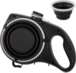 Laisse pour chiens avec gamelle pliante intégrée