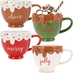 Lot de mugs en céramique de Noël 420 ml – 4 pièces