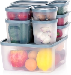 Ensemble de boîtes alimentaires avec couvercles, 10 pcs, empilables, transparentes