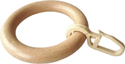 Anneau en bois verni avec crochet pour tringle à rideaux (lot de 10 pièces)