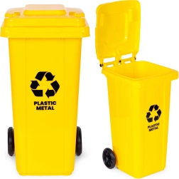 Poubelle 120 l jaune pour plastique et métal avec roues en caoutchouc