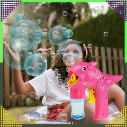 Pistolet à bulles dauphin pour enfants avec 2 recharges – rose