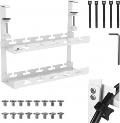 organiseur de câbles sous-table MACLEAN, 2 niveaux, blanc