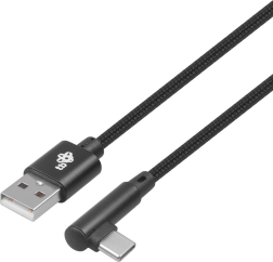 Câble USB vers USB‑C 1,5 m à angle droit, tressé noir