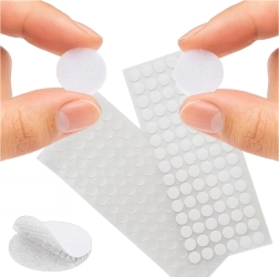 Ruhhy pastilles auto-adhésives de bande auto-agrippante 18 mm, blanches (500 pcs)
