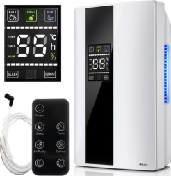 Déshumidificateur et purificateur d’air RUHHY 2-en-1 avec UV, réservoir 2 l et télécommande