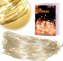 Guirlande LED décorative à fil 5 m, 50 LED – Blanc chaud