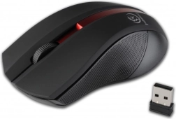 Souris optique sans fil GALAXY à surface caoutchoutée, noir‑rouge