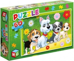 Puzzle éducatif 60 pièces – chiens et fleurs