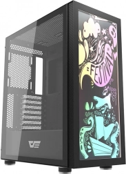 Boîtier PC Darkflash DK210 graffiti, verre trempé, ATX, noir