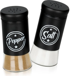 Salière et poivrière en verre, finition noire, 2 pcs