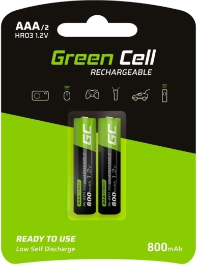 Piles rechargeables Green Cell AAA HR03 800 mAh (lot de 2)