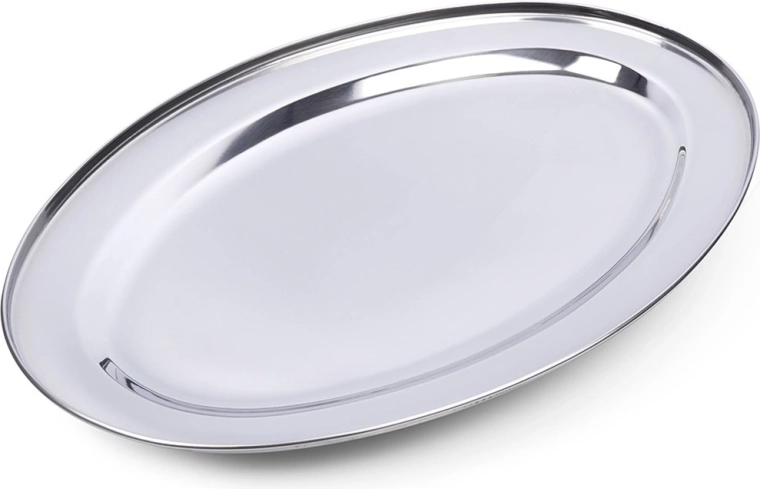 Plateau ovale en acier 44 × 29 cm
