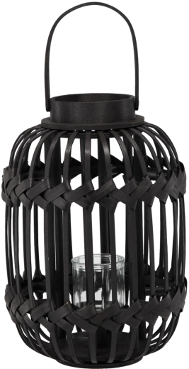 lanterne noire avec insert en verre de sécurité, hauteur 38/51 cm