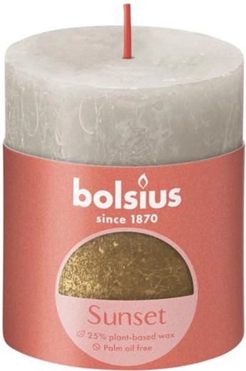 Bougie rustique sable gris/or 80 × 68 mm